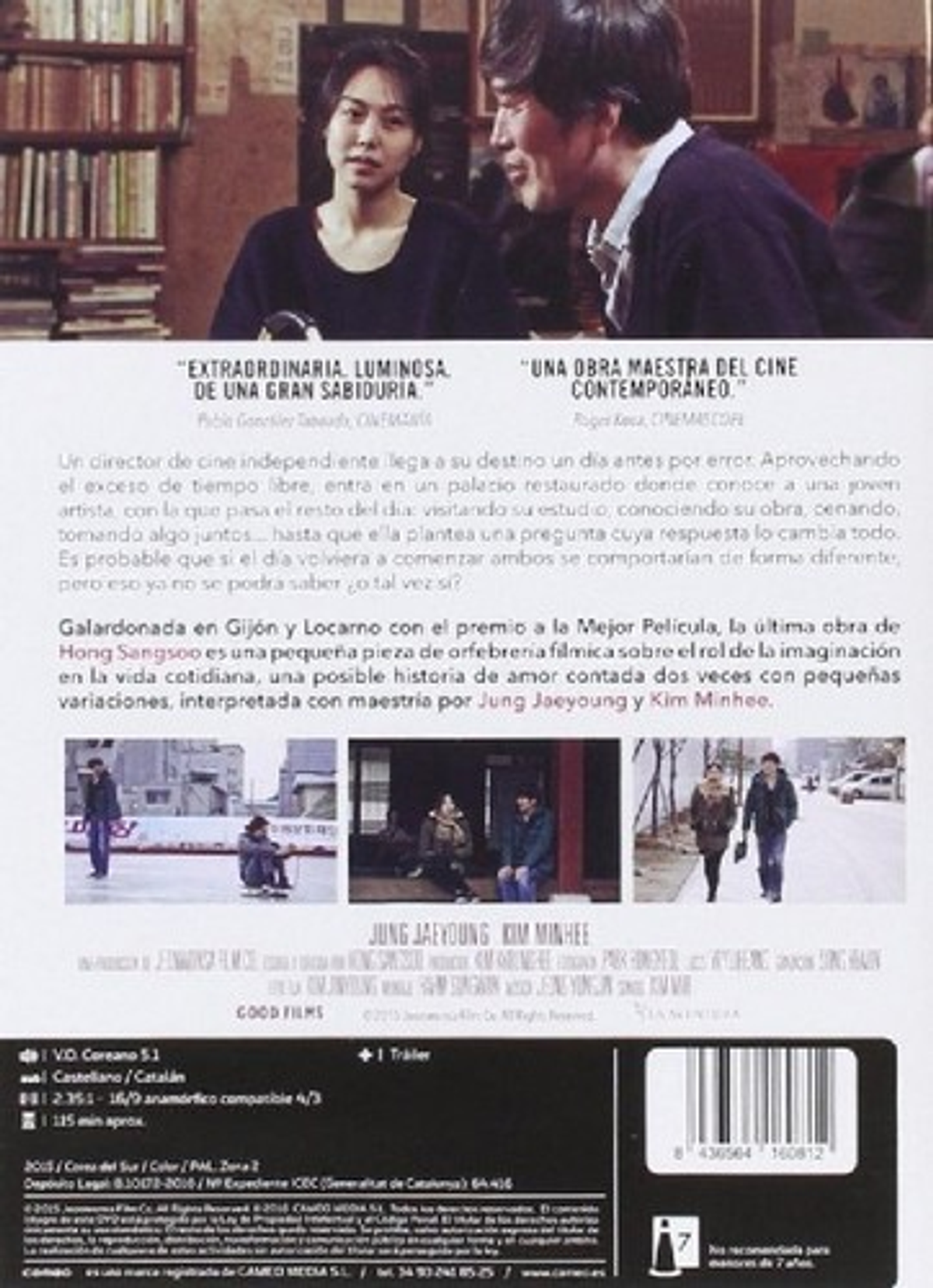Contraportada de un DVD de película con texto.