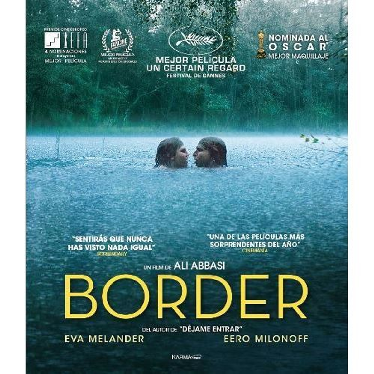 Cartel de película con dos personas en el agua, título de la película 'Border'.