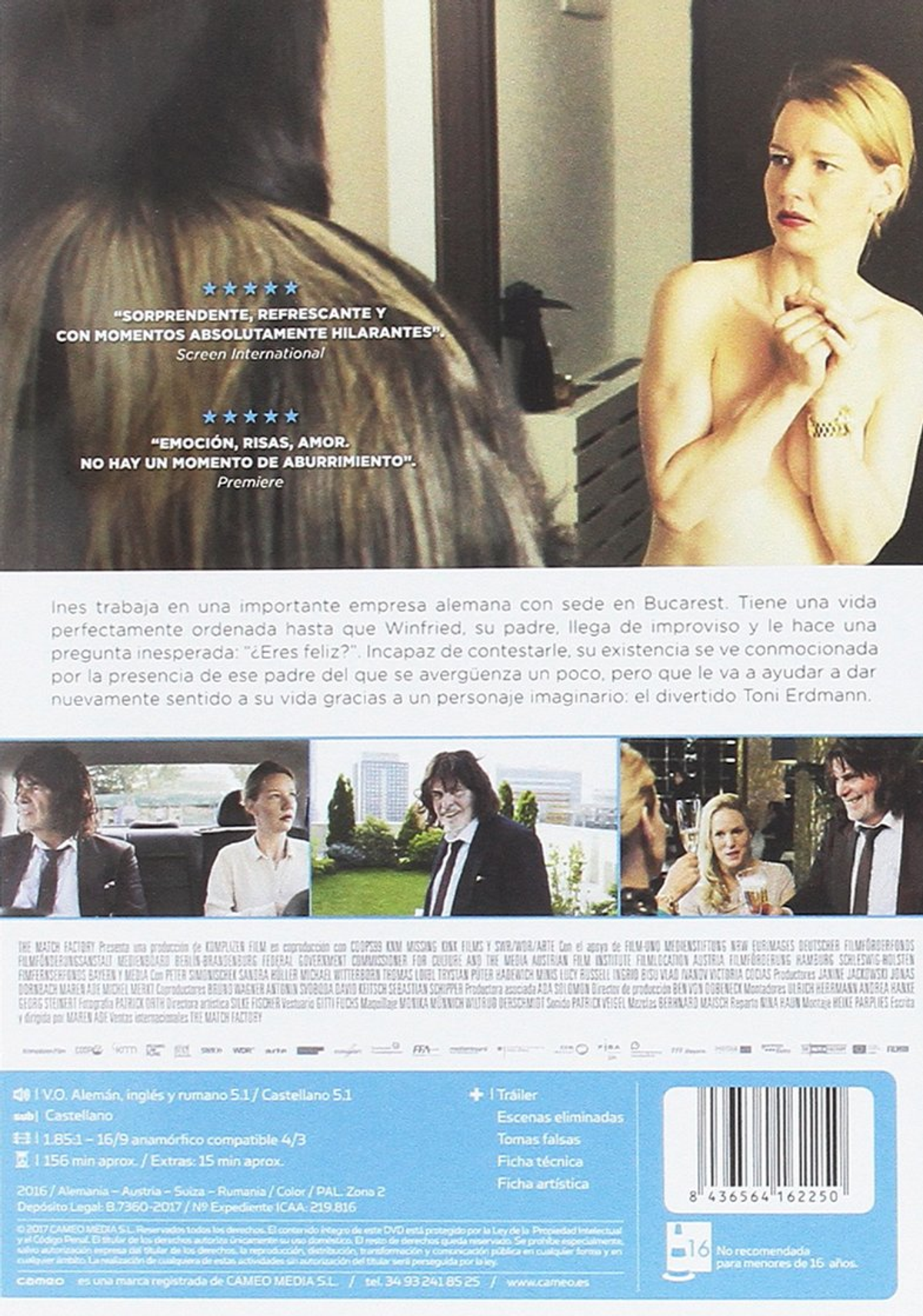 Portada de DVD con una mujer parcialmente desnuda y una persona al fondo. Texto en la portada.