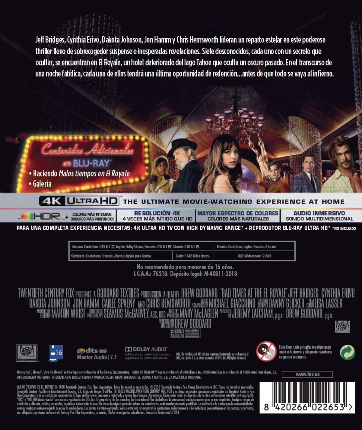 Portada de película Blu-ray con un grupo de personas en el centro, con un título. El fondo es oscuro.