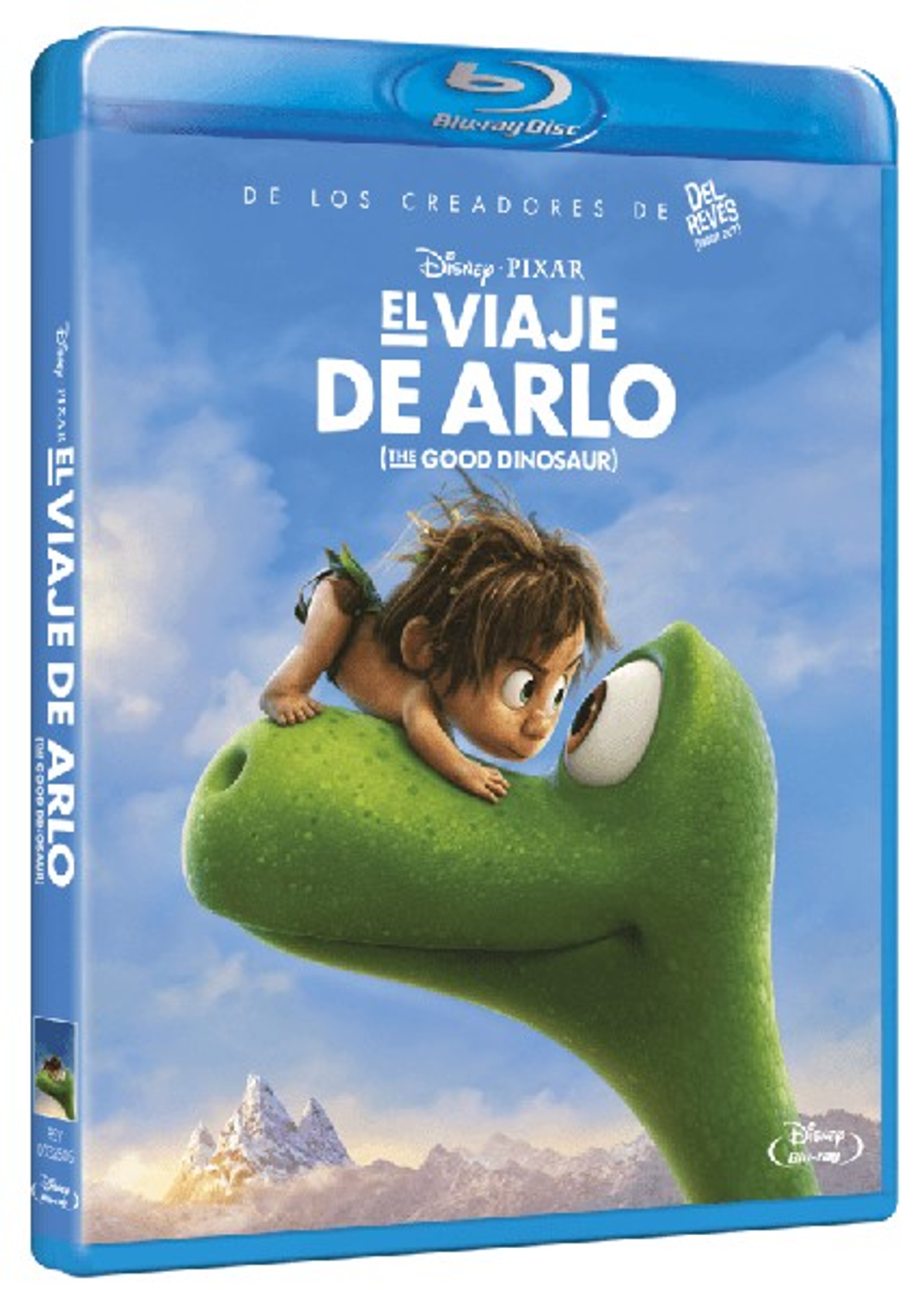 Portada de la película: Disco Blu-ray de El Viaje de Arlo. Un niño y un dinosaurio se miran.