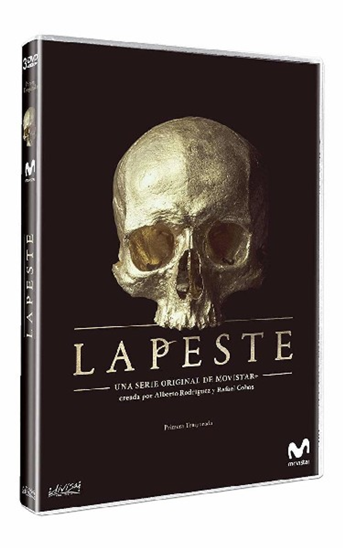 Portada de DVD con una calavera. El título es 'La Peste' con texto debajo.