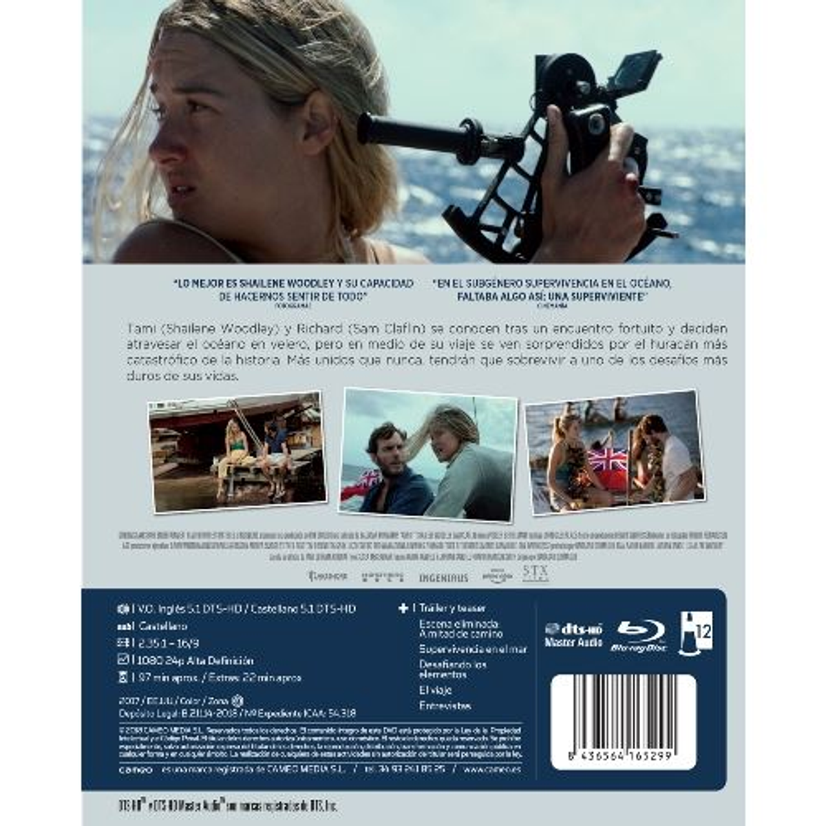 Portada de película. Una mujer en un barco mirando al mar. El texto está en español.