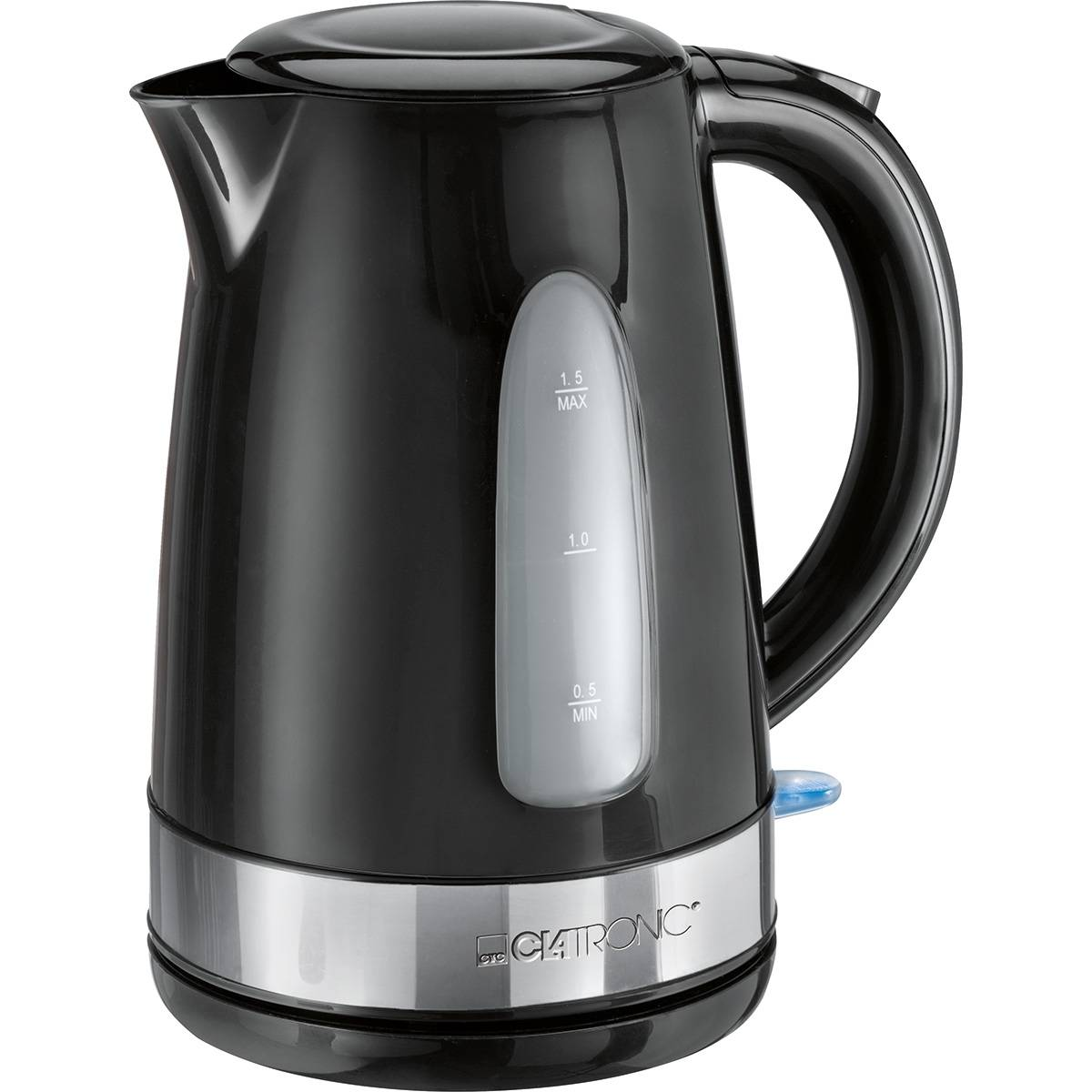 Hervidor de agua - WKS 3576, Hervidor Agua Eléctrico, 1,5 L, sin BPA, Resistencia Oculta, Inalámbrico, Apagado Automáti CLATRONIC, 2200 W, 1.5 l, Negro