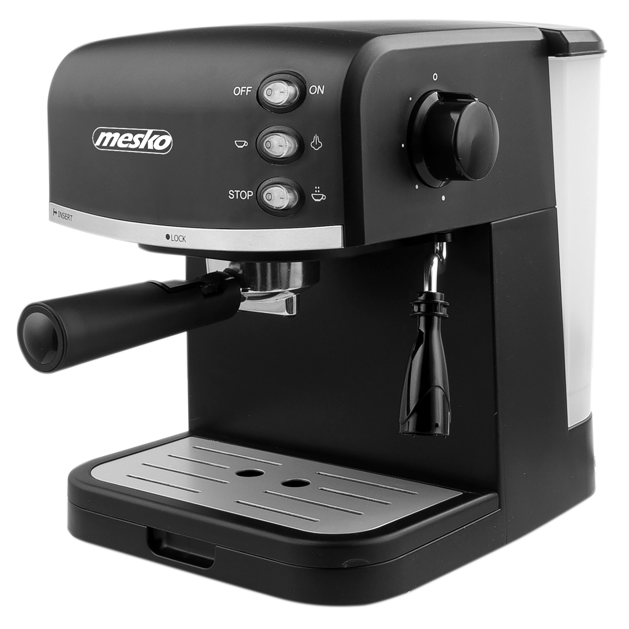 Cafetera express - MS 4409, Cafetera Espresso Manual 15 bares 1,5 L, Brazo Doble Salida, Espumador Leche, Café, Capucci MESKO, 850 W, 1,5 l, 1 tazas, Negro