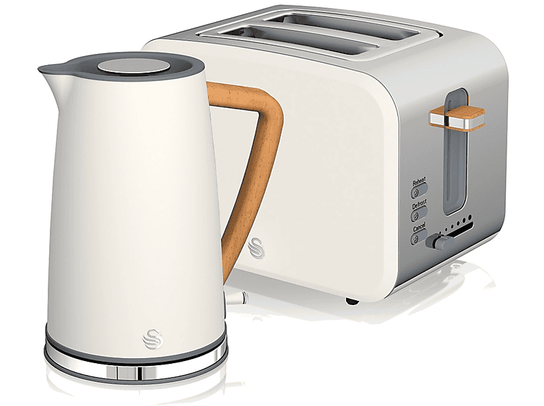 SWAN Nordic STP2090WHTNEU Set Toaster und Wasserkocher Weiß (2200 Watt, Schlitze: 2)