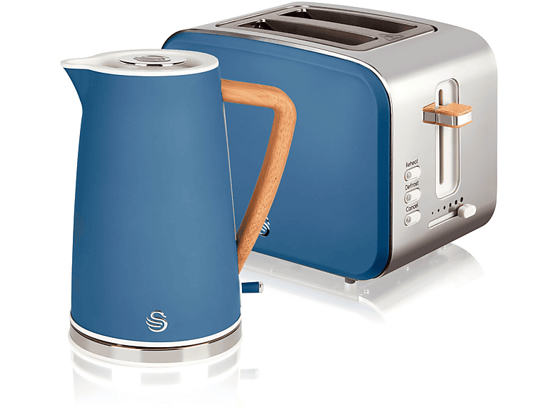 und Schlitze: Nordic (2200 Wasserkocher SWAN Watt, Toaster Blau 2) Set STP2090BLUNEU