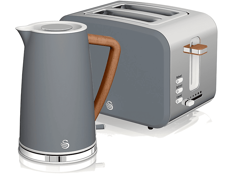 und Nordic SWAN (2200 2) STP2090GRYNEU Schlitze: Watt, Wasserkocher Grau Set Toaster