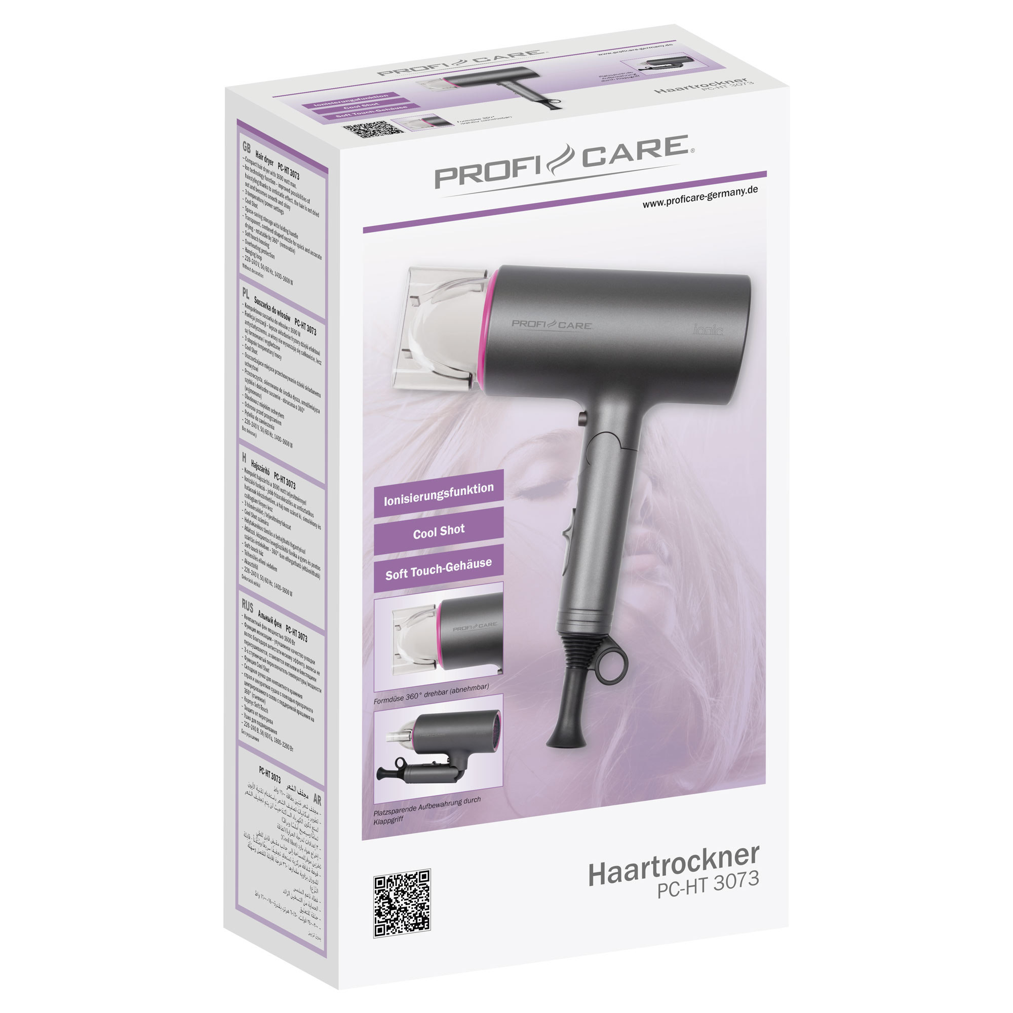 PROFICARE PC-HT 3073 Haartrockner Rosa (1600 Watt)