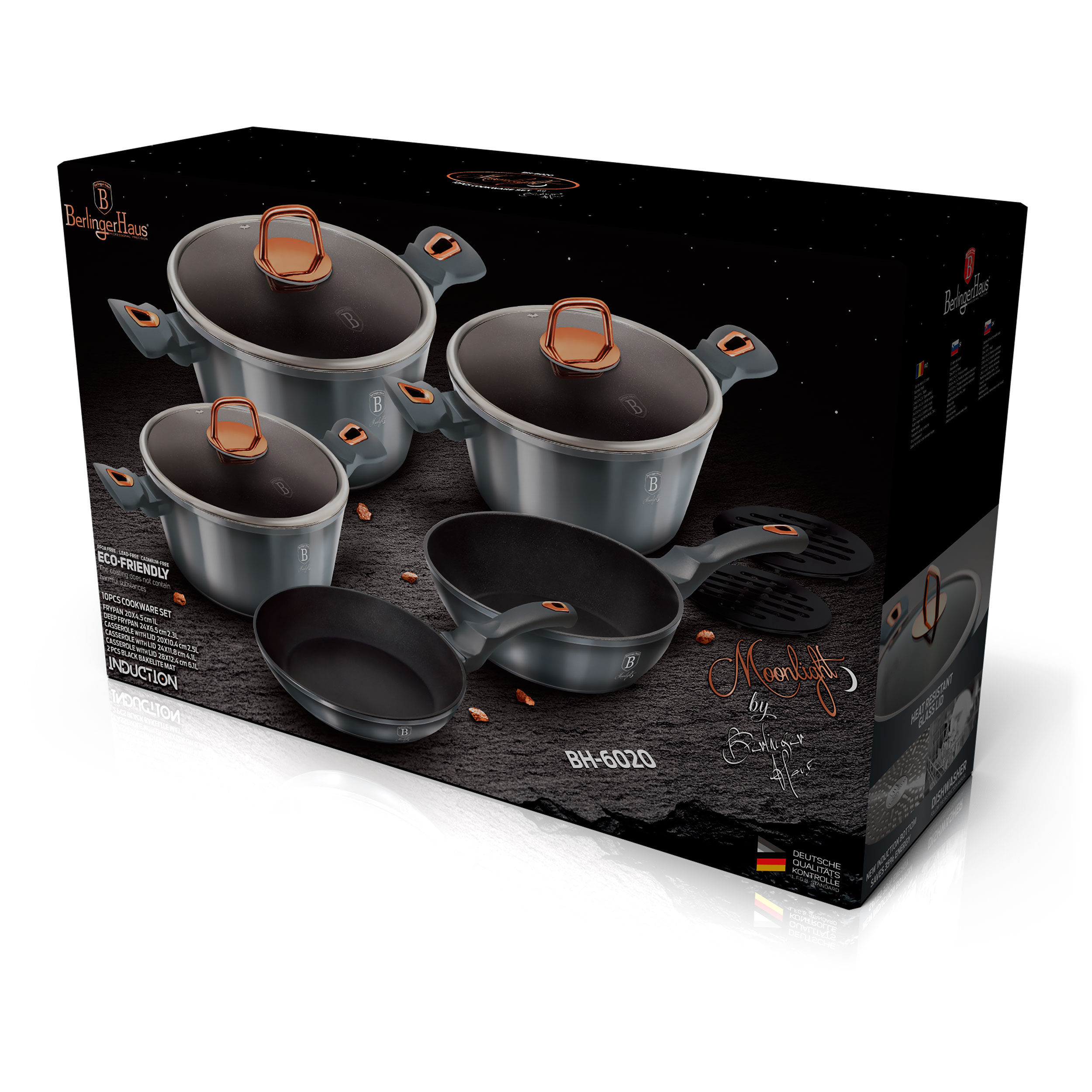 Caja de juego de utensilios de cocina, con ollas y sartenes, color negro.