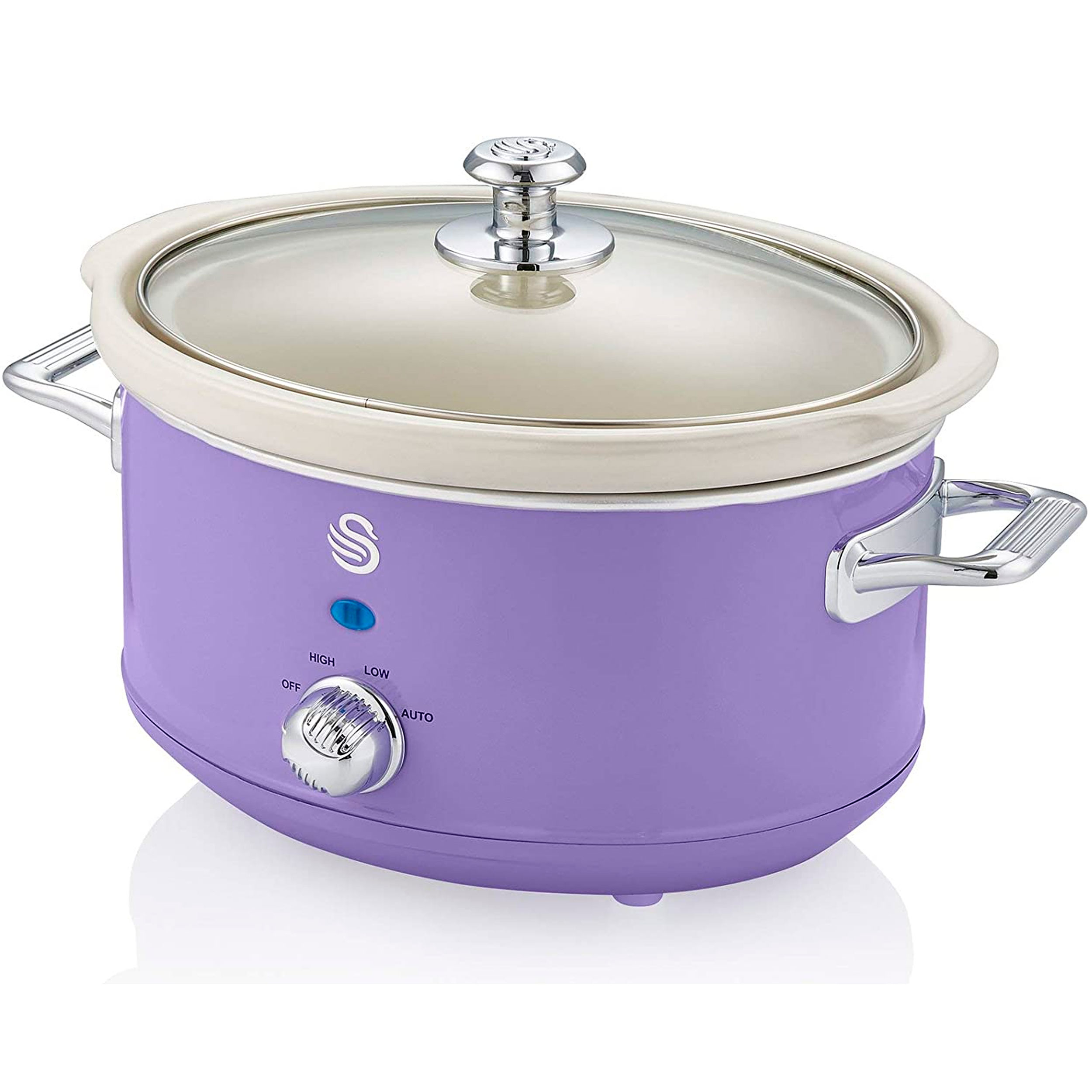 Olla de cocción lenta SF17021PURN, Retro Olla Cocción Lenta, 3,5L, Recipiente Extraíble Antiadherente Cerámica Libre PFOA, - SWAN, Morado