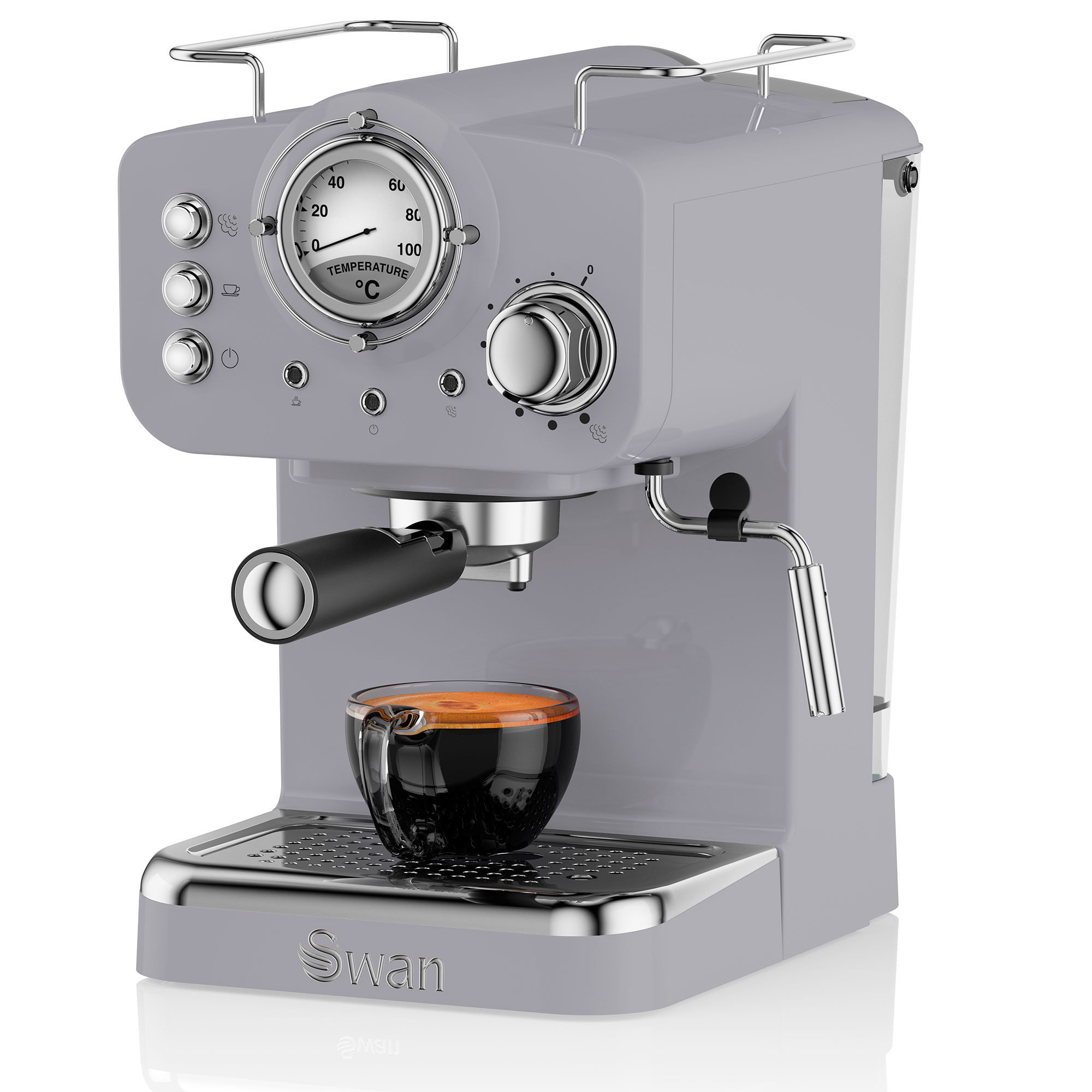 Swan Sk22110grn Cafetera manual 15 bar molido retro sk22110bln expresso gris para espresso y cappucino vaporizador 12l 1100 w 12 2 tazas capacidad litros 1 1100w