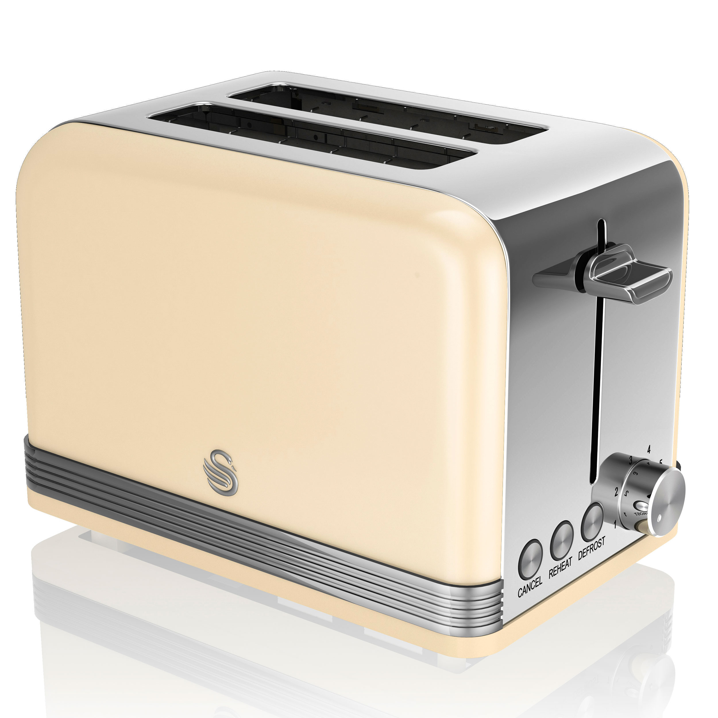 2) SWAN Retro (800 Creme Toaster ST19010CNEU Watt, Schlitze: