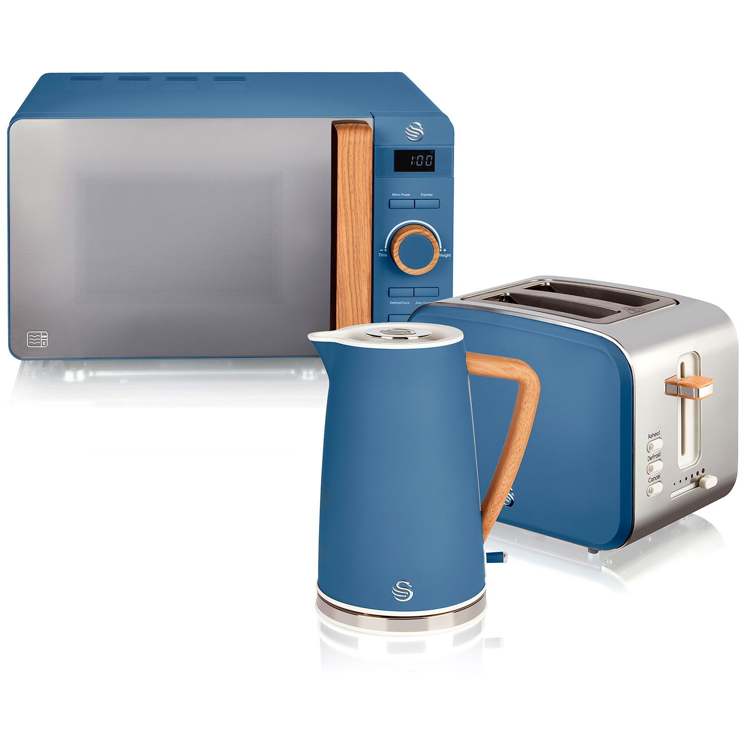 2) Toaster Wasserkocher Set und Watt, STRP2060BLUNEU SWAN Schlitze: Blau (2200