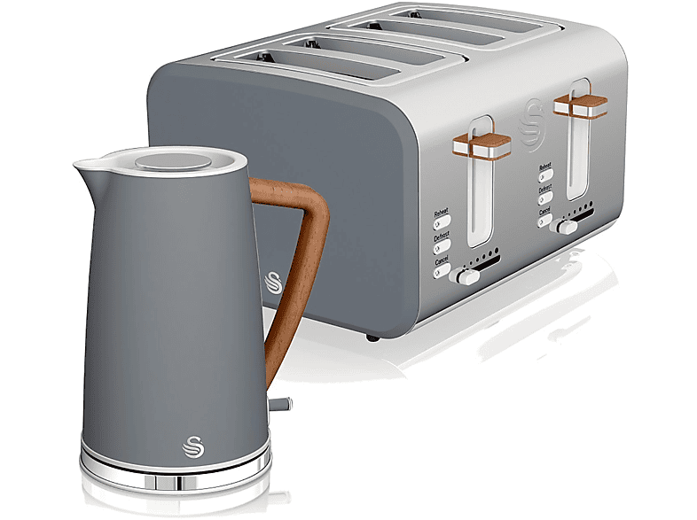 SWAN Nordic STP2091GRYNEU Set Toaster und Wasserkocher Grau (900 Watt, Schlitze: 4)