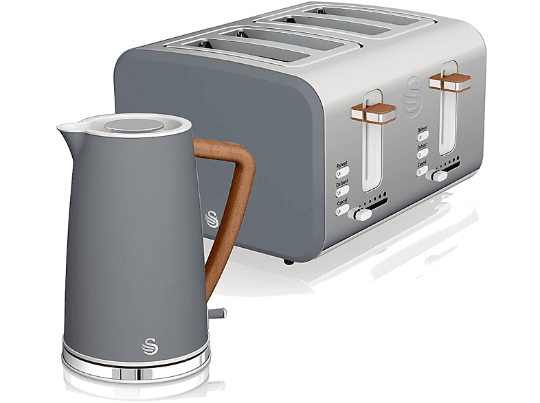 SWAN Nordic STP2091GRYNEU Set Toaster und Grau 4) (900 Schlitze: Wasserkocher Watt