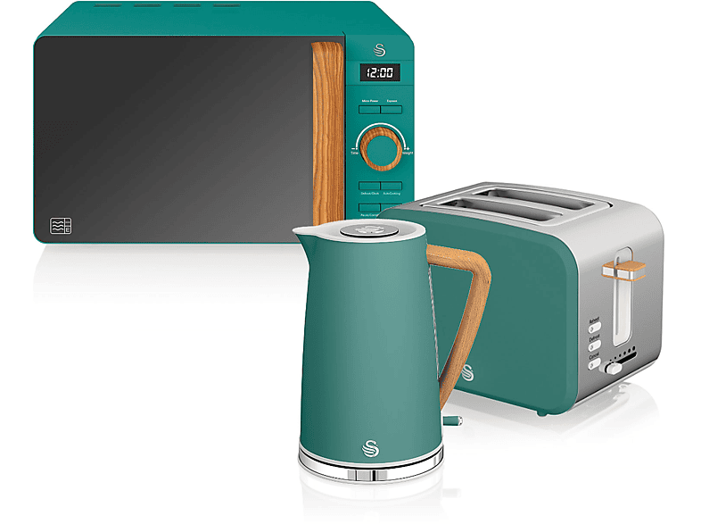 SWAN Nordic STRP1060GRENEU Set Toaster und Wasserkocher Grün (900 Watt, Schlitze: 2)