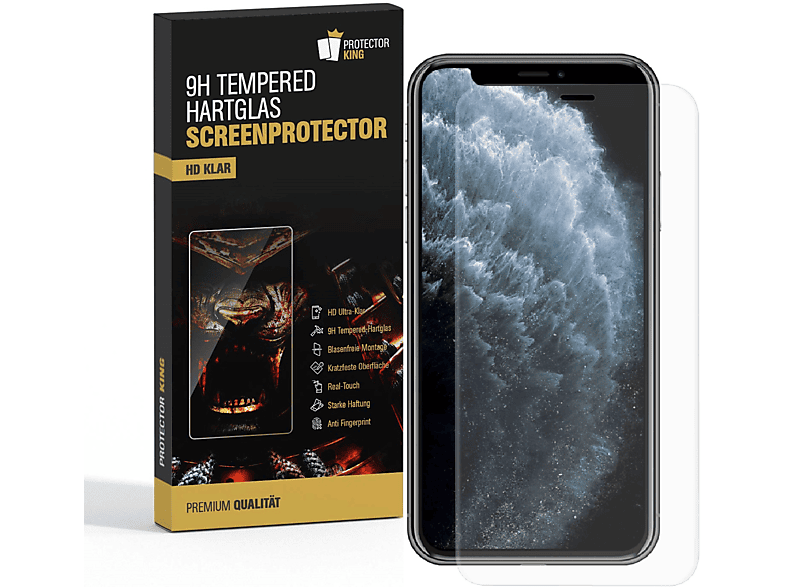 PROTECTORKING 1x 3D 9H Hartglas Schutzglas HD ULTRA KLAR Displayschutzfolie(für Apple iPhone 11 Pro Max)