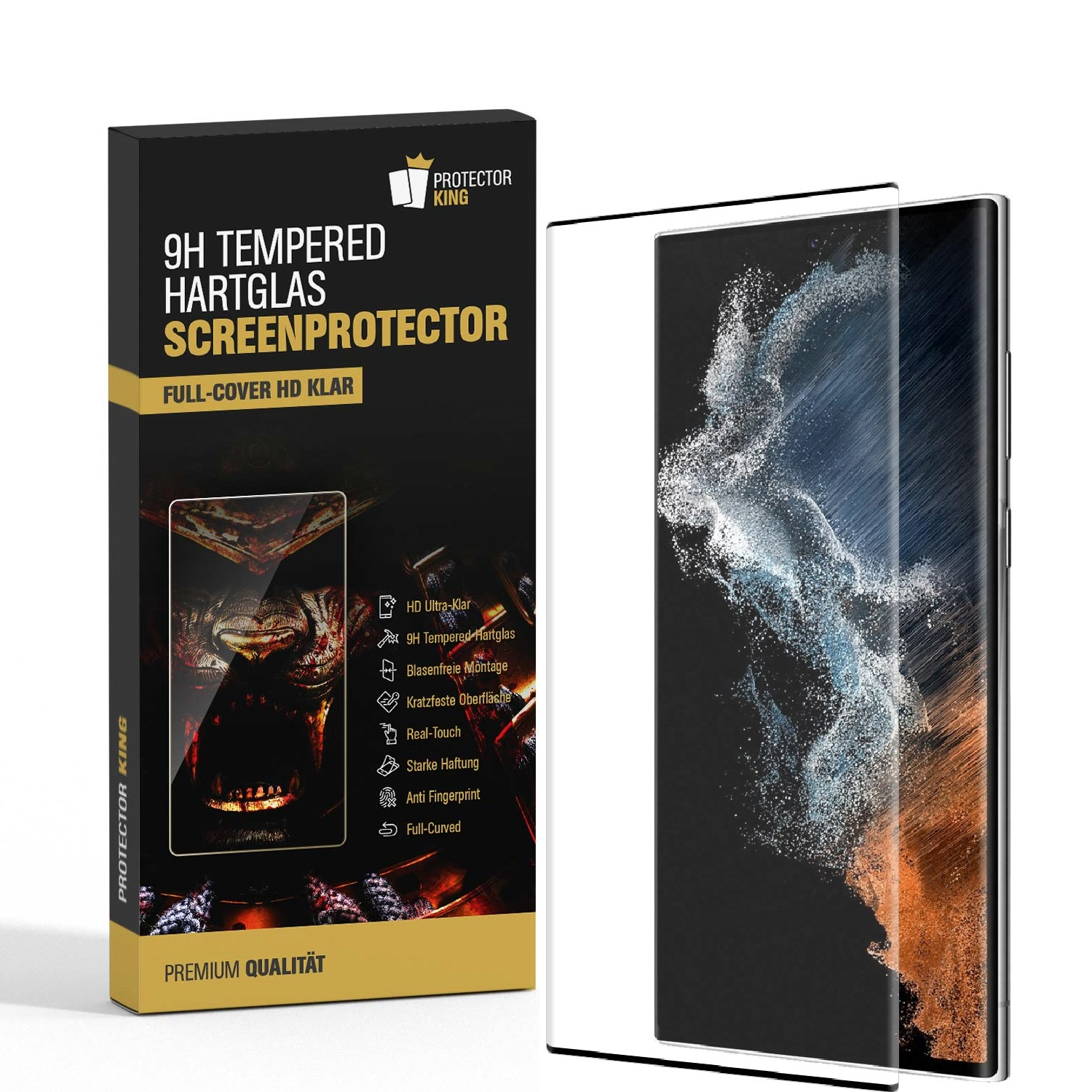 PROTECTORKING 3x FULL CURVED Ultra) Samsung HD-Klar Hartglas S22 Galaxy 9H Schutzglas Displayschutzfolie(für