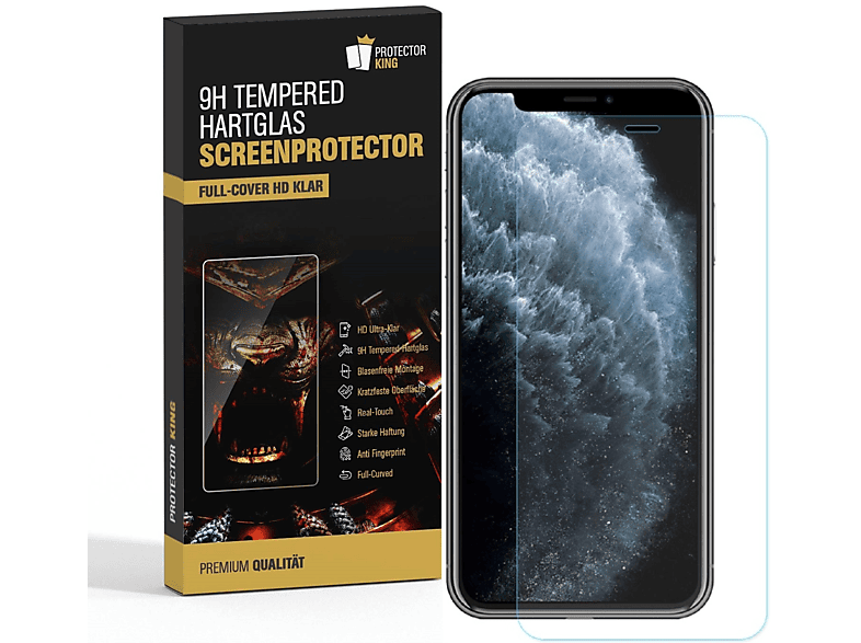 PROTECTORKING 4x FULL COVER 9H Hartglas Schutzglas HD KLAR Displayschutzfolie(für Apple iPhone 11 Pro)