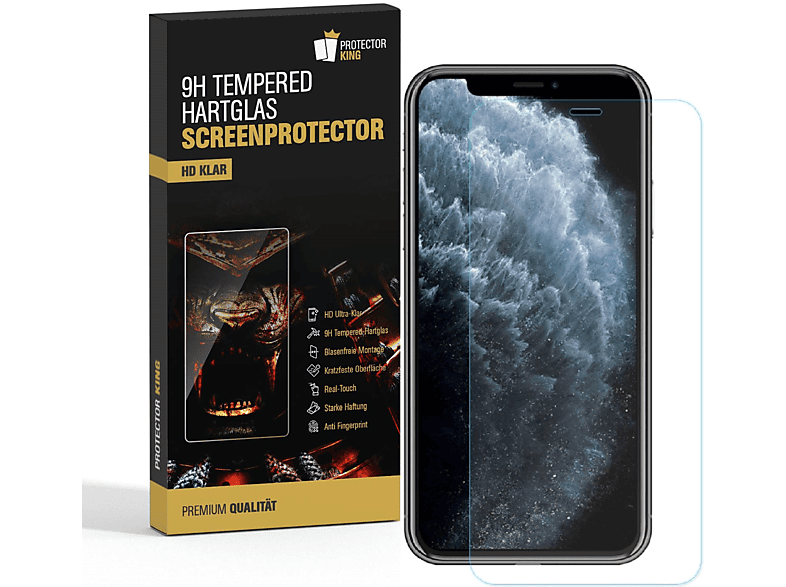 PROTECTORKING 4x FULL COVER 9H Hartglas Schutzglas HD KLAR Displayschutzfolie(für Apple iPhone 11)