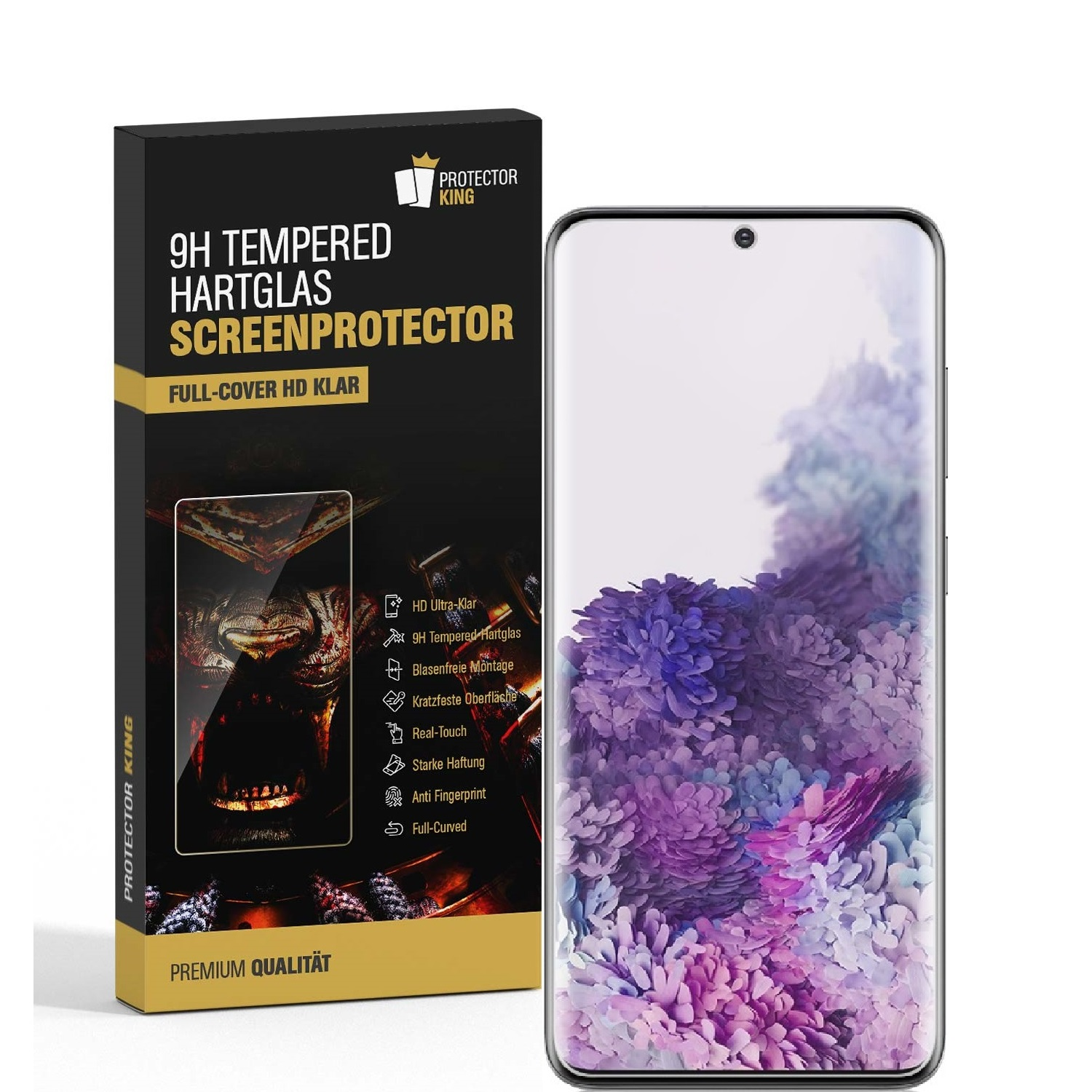 PROTECTORKING 3x FULL CURVED Schutzglas Samsung Galaxy Displayschutzfolie(für 9H S20) Hartglas HD KLAR