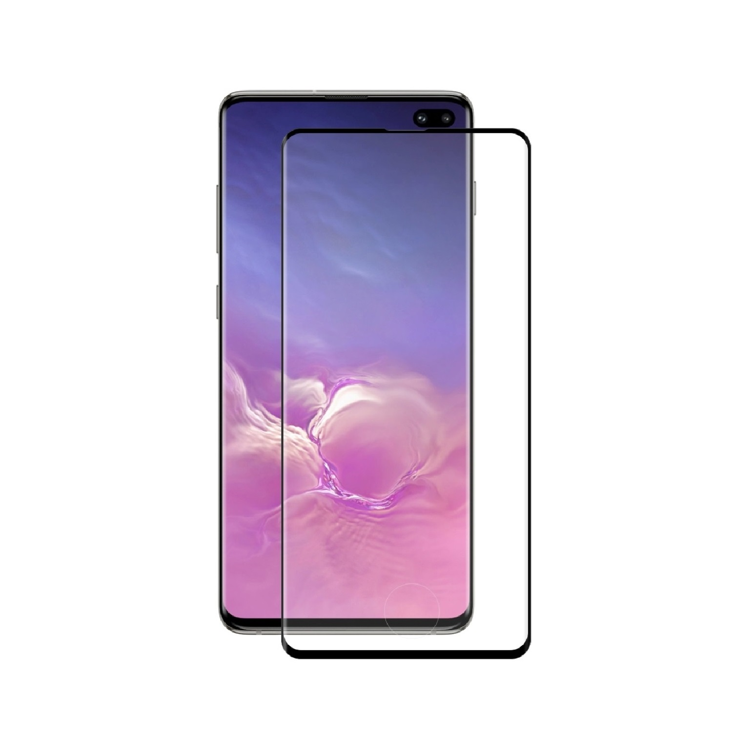 Zwei Smartphones, eines mit aufgebrachter Displayschutzfolie, auf weißem Hintergrund.