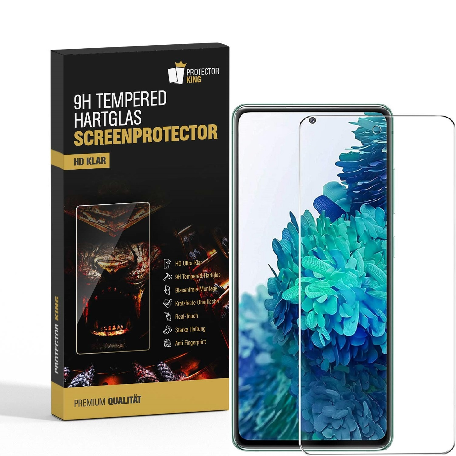 PROTECTORKING 2x Hartglas Displayschutzfolie(für FE) KLAR Schutzglas S20 Galaxy Samsung 9H HD