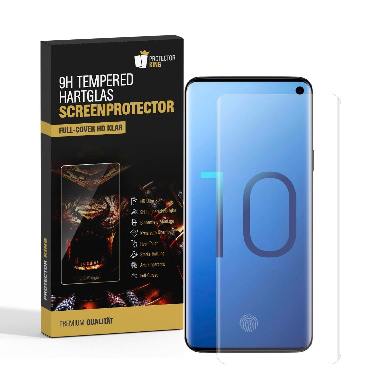 PROTECTORKING CURVED Displayschutzfolie(für 9H KLAR Galaxy Hartglas S10) HD 6x Samsung FULL Schutzglas