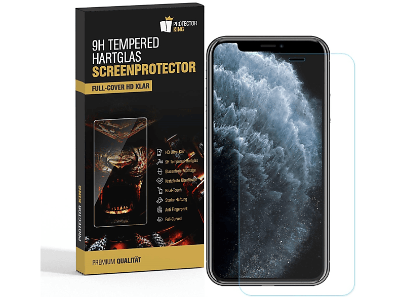 PROTECTORKING 2x FULL COVER 9H Hartglas Schutzglas HD KLAR Displayschutzfolie(für Apple iPhone 11 Pro)