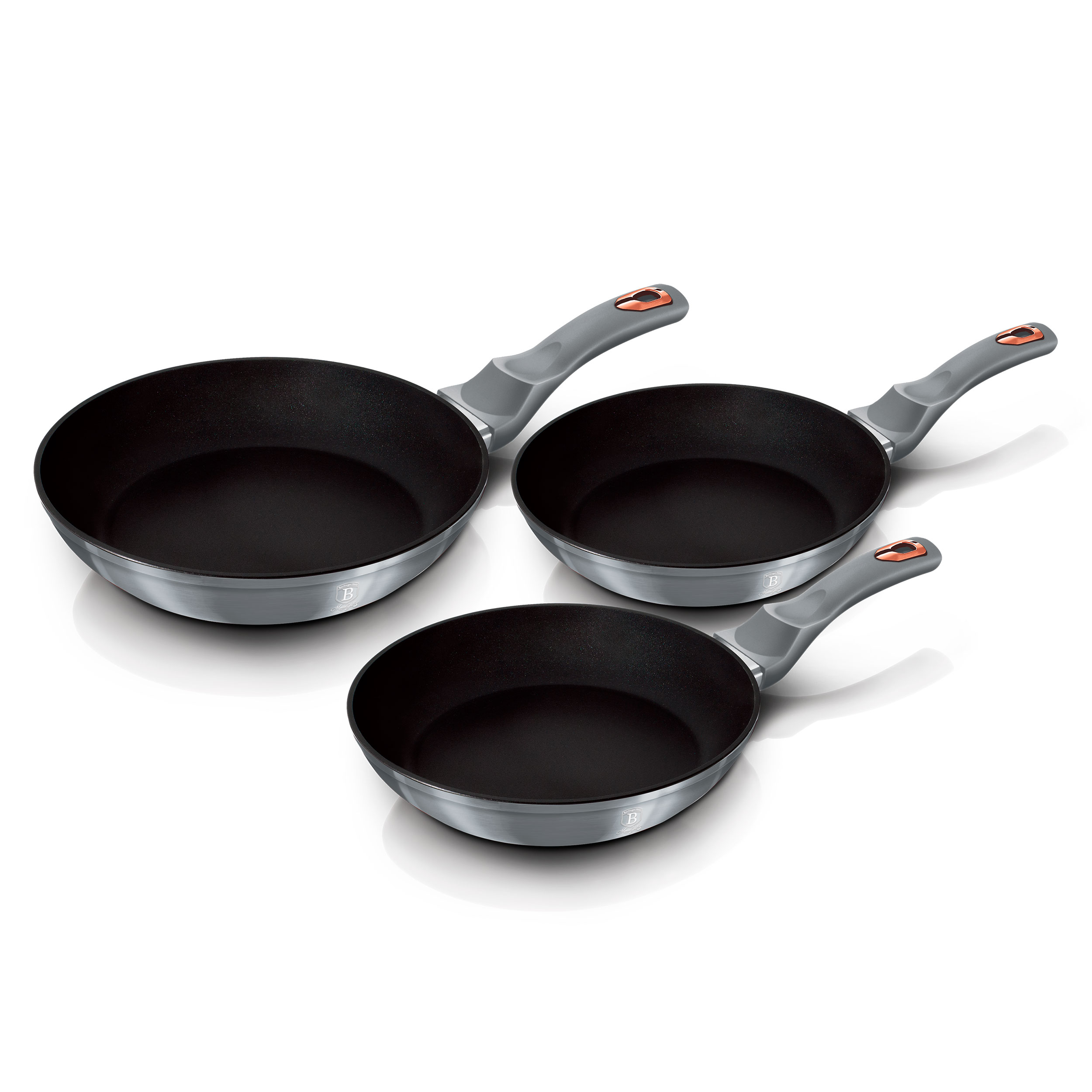 Haus Moonlight Set 3 sartenes 202428cm berlingerhaus juego aluminio forjado antiadherente titano sin pfoa diseño moderno apta para todas las cocinas