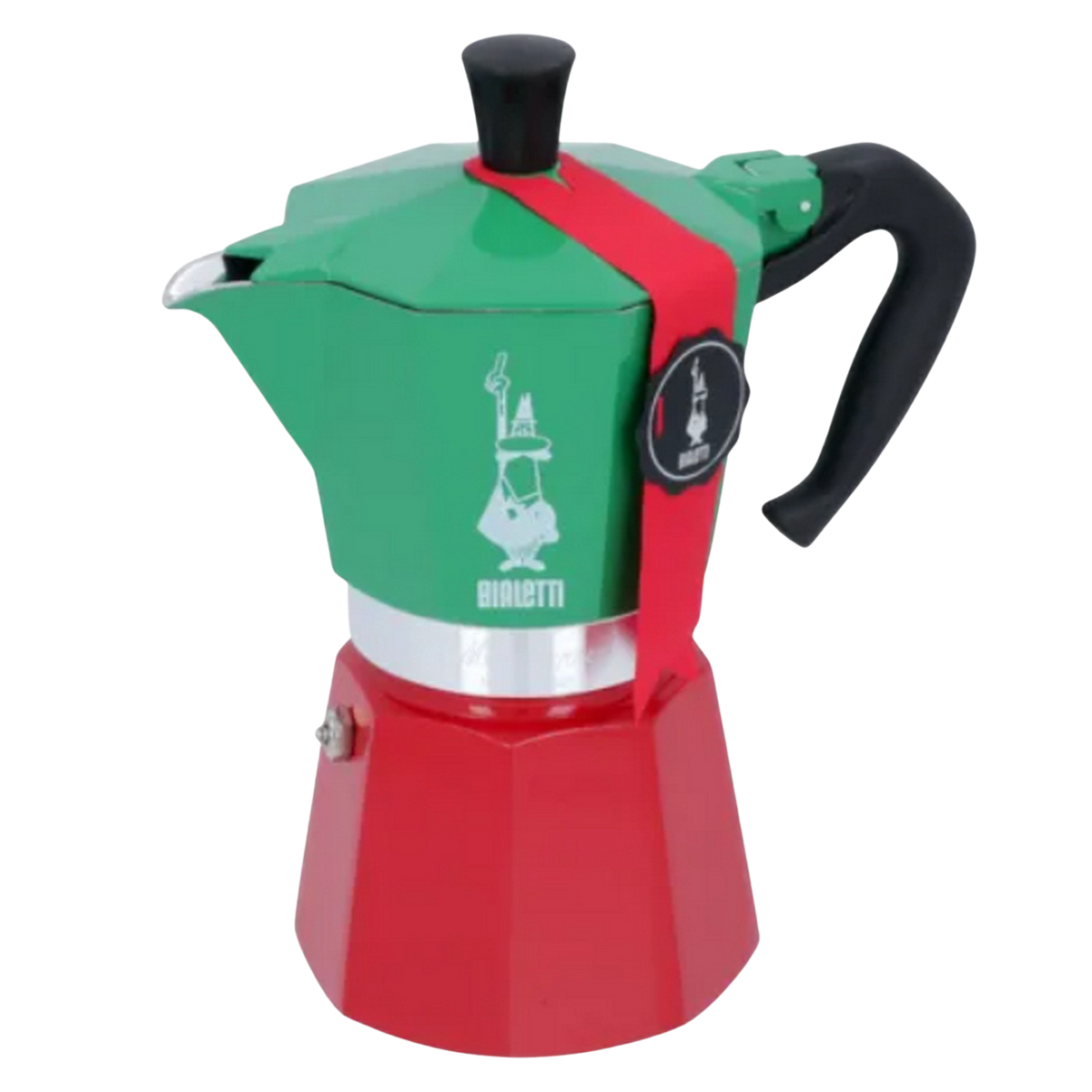 für Moka ITALIA Express BIALETTI Espressokocher Rot/Grün/Silber 6 Tassen