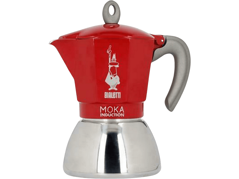 für 6 Tassen RED Espressokocher Moka New Induction BIALETTI Rot/Silber