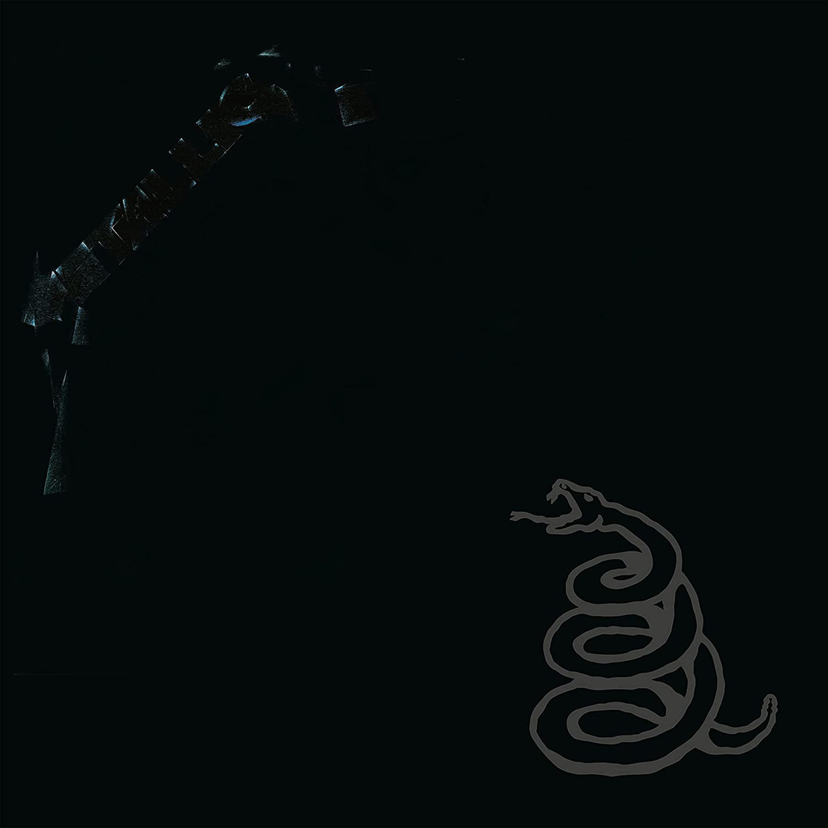 Logo Metallica, un serpente a forma di spirale, su sfondo nero.