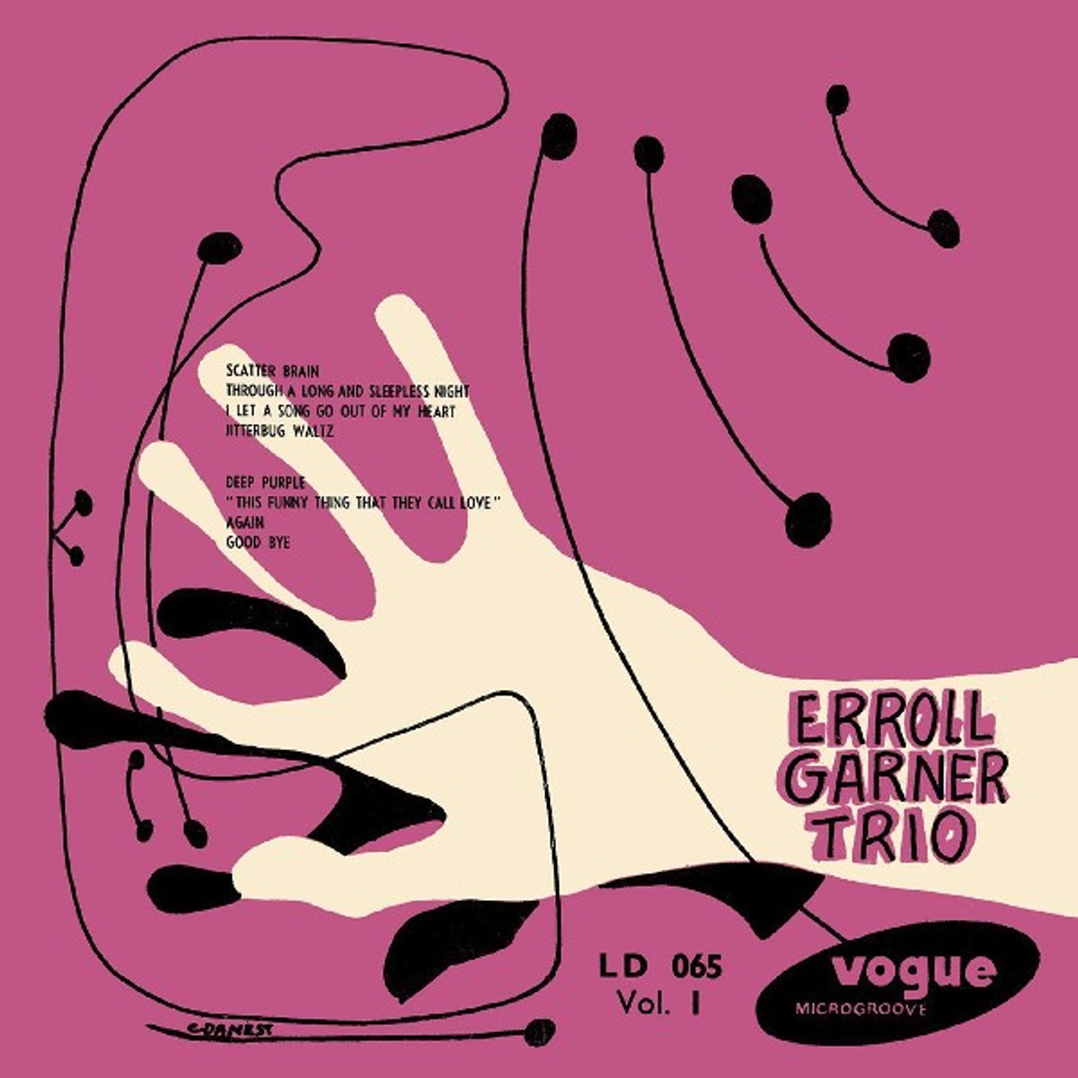 Erroll Garner Trio albumhoes met abstract ontwerp en tekst.
