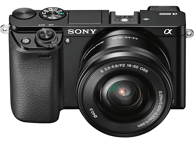 SONY ALPHA 6000 LB EP1650 mm, Display, cm Objektiv 7,6 mit WLAN 16-50 (ILCE6000LB) BLACK Systemkamera