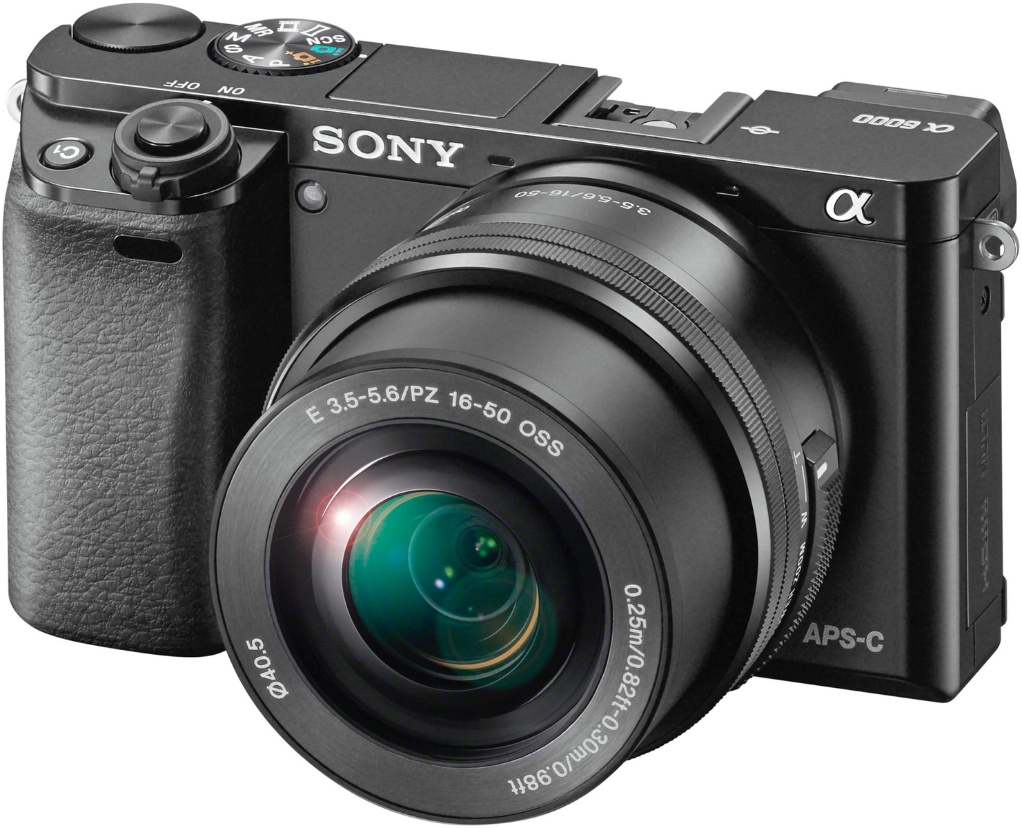 SONY ALPHA 6000 LB EP1650 mm, Display, cm Objektiv 7,6 mit WLAN 16-50 (ILCE6000LB) BLACK Systemkamera