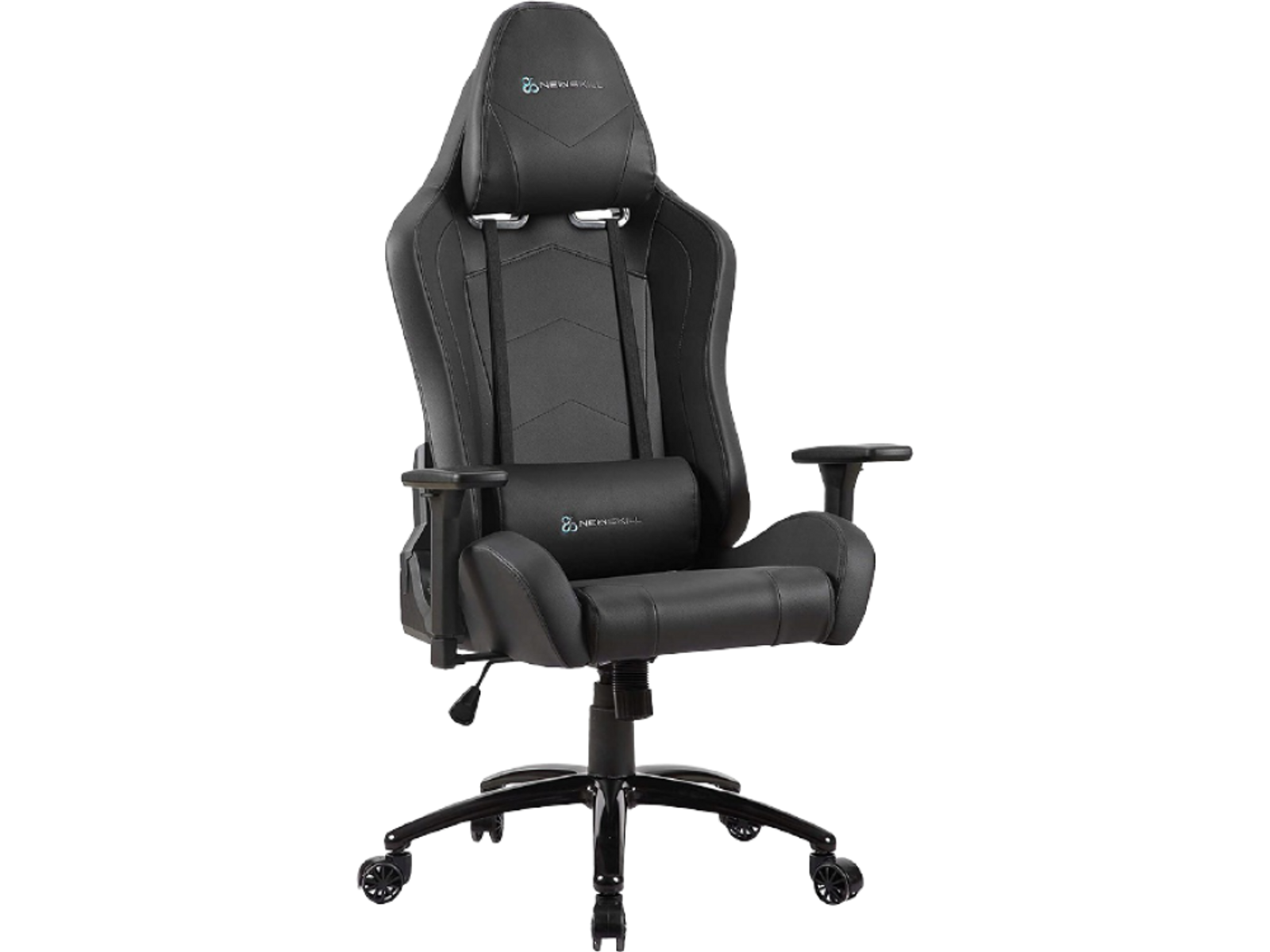 Newskill Silla Gaming profesional takamikura polipiel altura y 3d ajustables ruedas de nylon base acero reclinable 180º lumbar cervical gas clase 4 negro hasta 150 kg nschpu reposabrazos3d