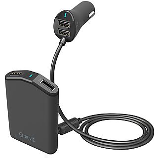 Cargador USB para coche - MUVIT 8426801153653, Negro