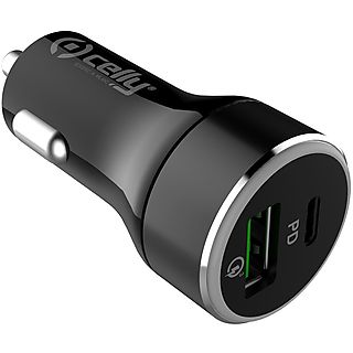 Cargador USB para coche - CELLY 8021735744825, - CCUSBCQC30BK, Negro