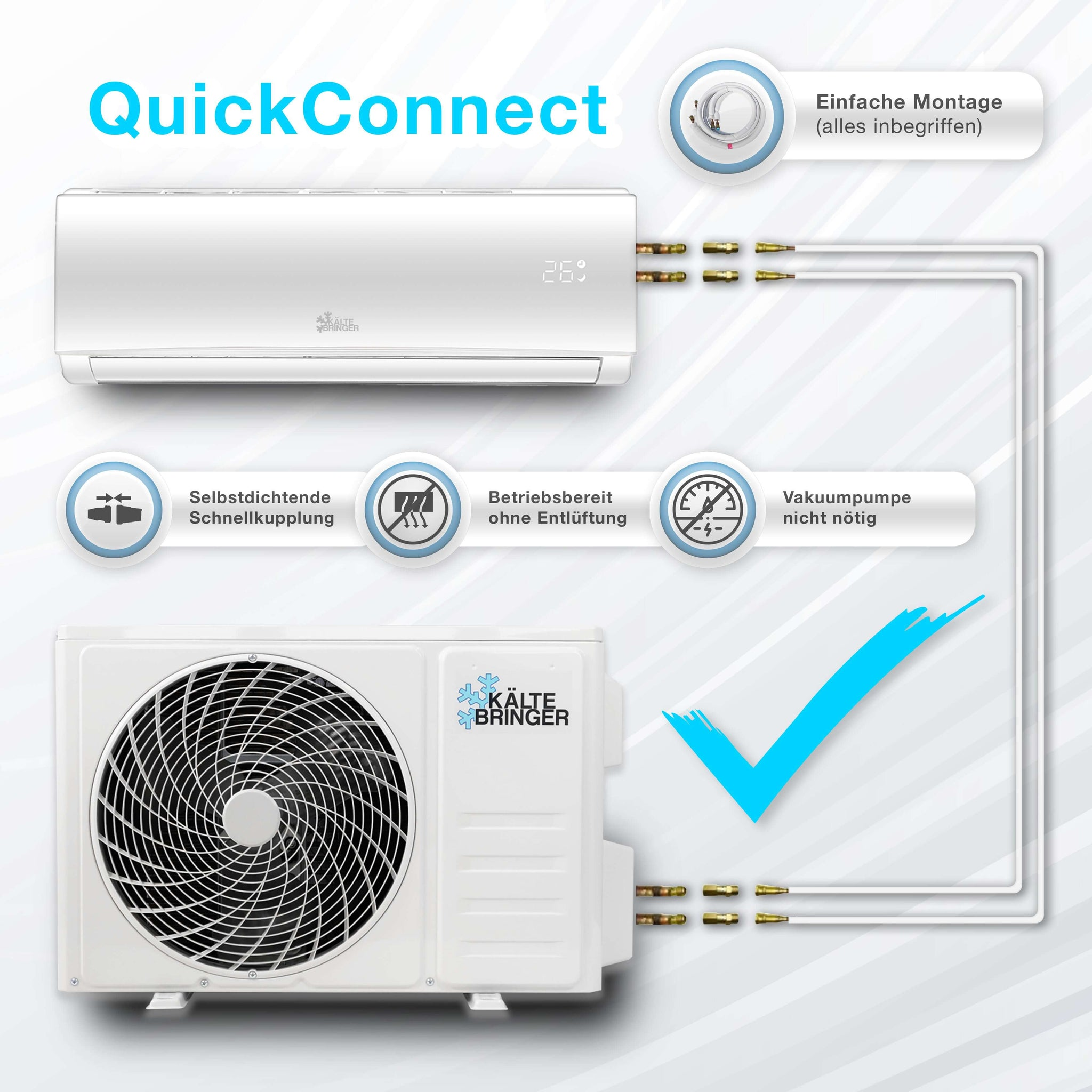 KÄLTEBRINGER KB51 Quick Connect Split 95 weiß Raumgröße: Energieeffizienzklasse: Max. A++, m² Klimagerät