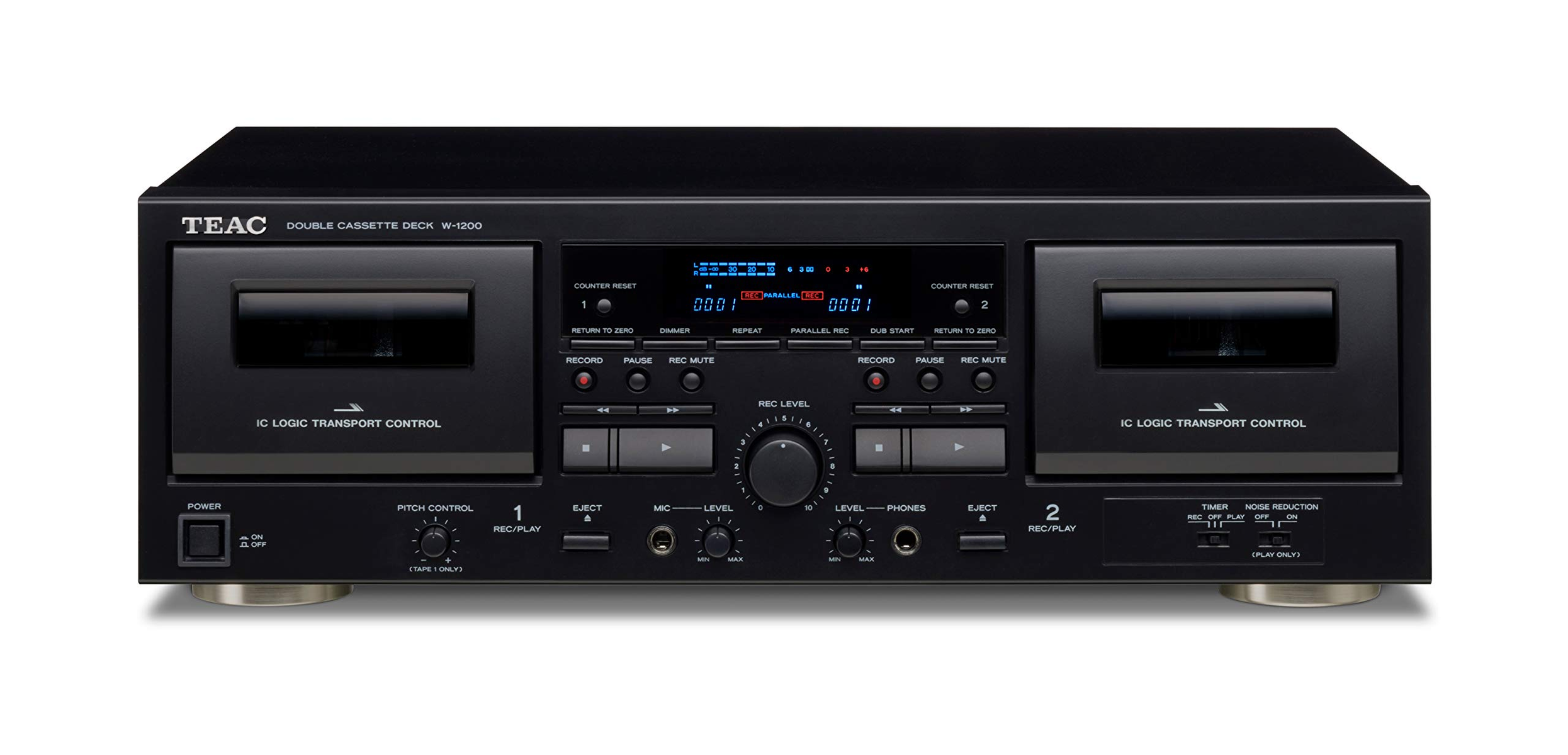 Teac W1200b Pletina doble reproductor de casetes entrada para karaoke salida usb cassette w1200 grabadora cancelación ruido negro w1200bteac