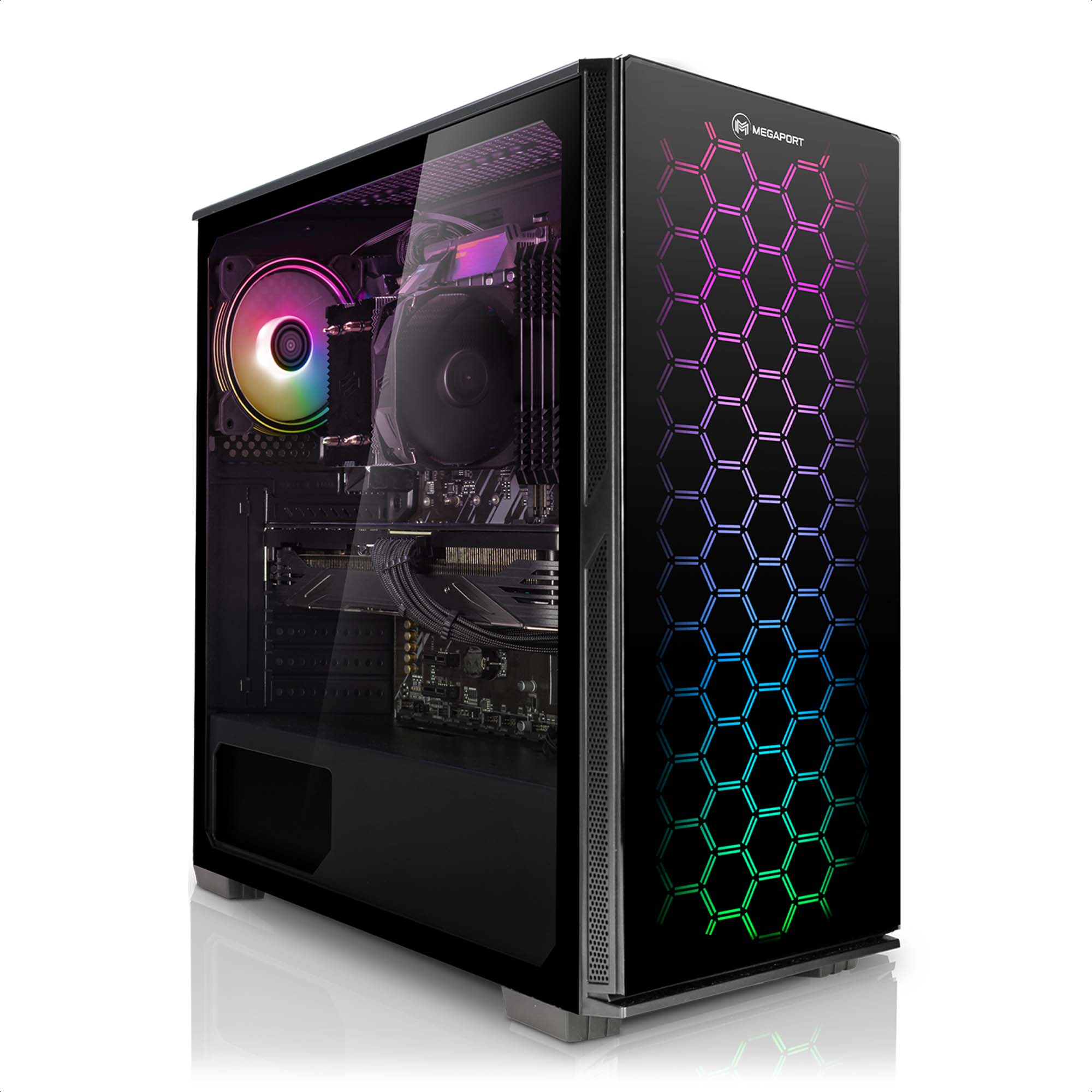 PC gaming - PC Gaming AMD MEGAPORT, Ryzen 5 5500 6x3,60 GHz, 16 GB, 250 GB, 1000 GB, NVIDIA GeForce RTX 3060, SIN sistema operativo, negro