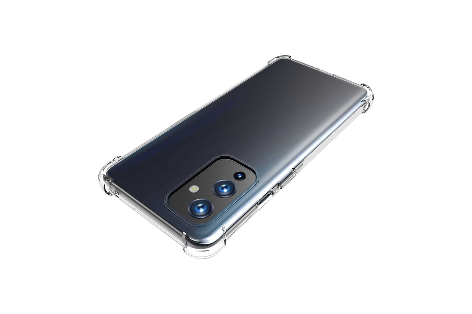 Transparente Handyhülle auf einem Telefon, zeigt die Rückseite mit Kameralinsen.