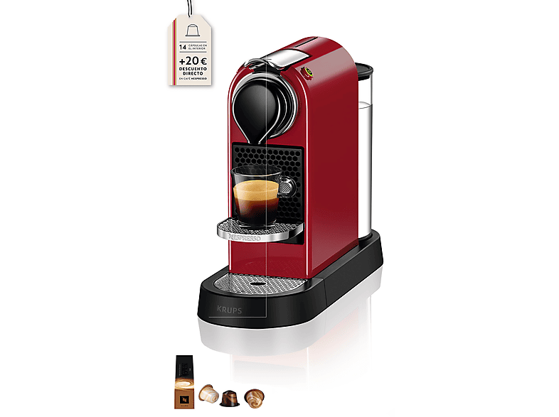 Cafetera de cápsulas - KRUPS Nespresso Pixie XN304T, 19 bar, 0,7 l