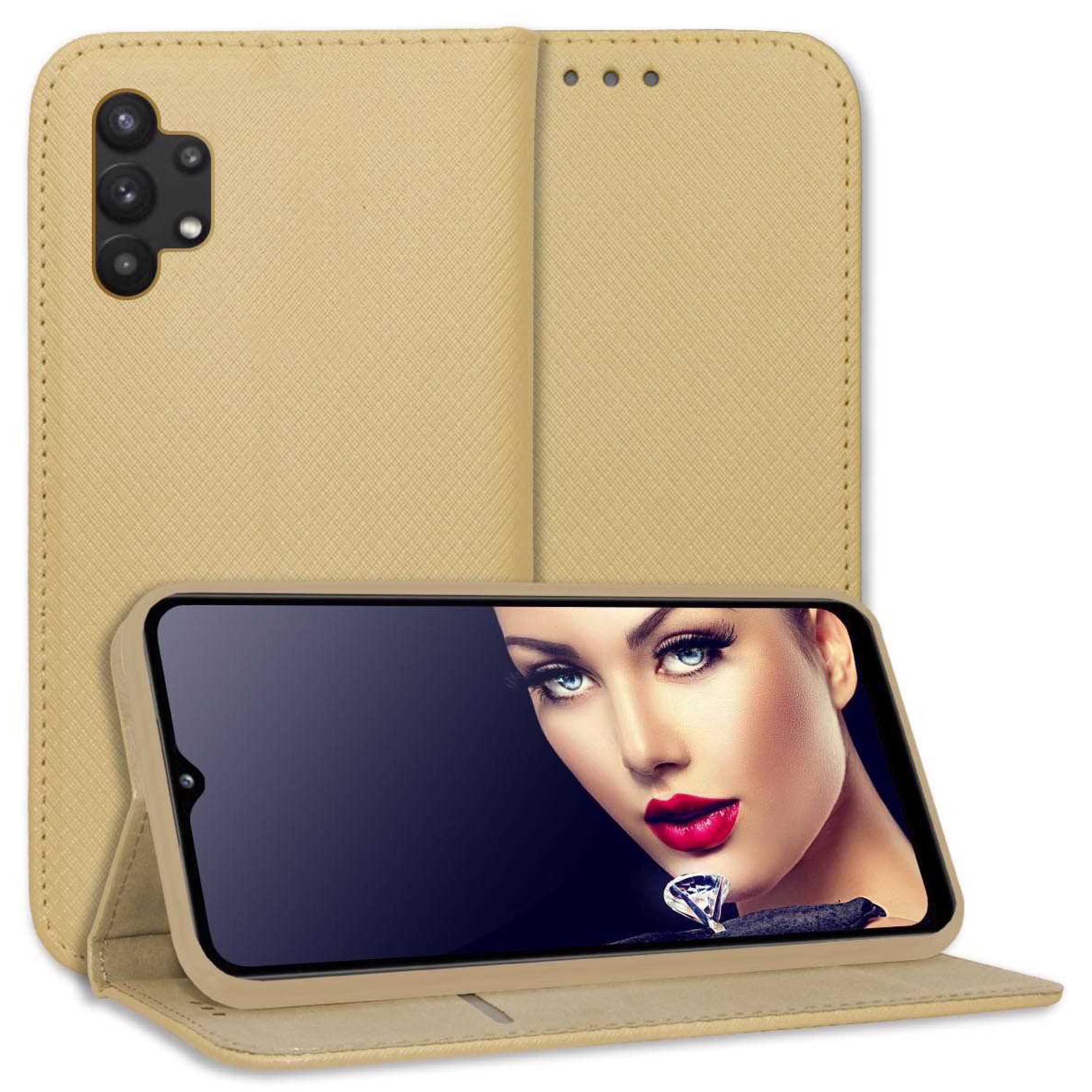 MORE ENERGY Gold A32 4Gy Klapphülle, (SM-A326F)!, Magnet Samsung, MTB Smart Galaxy Bookcover,