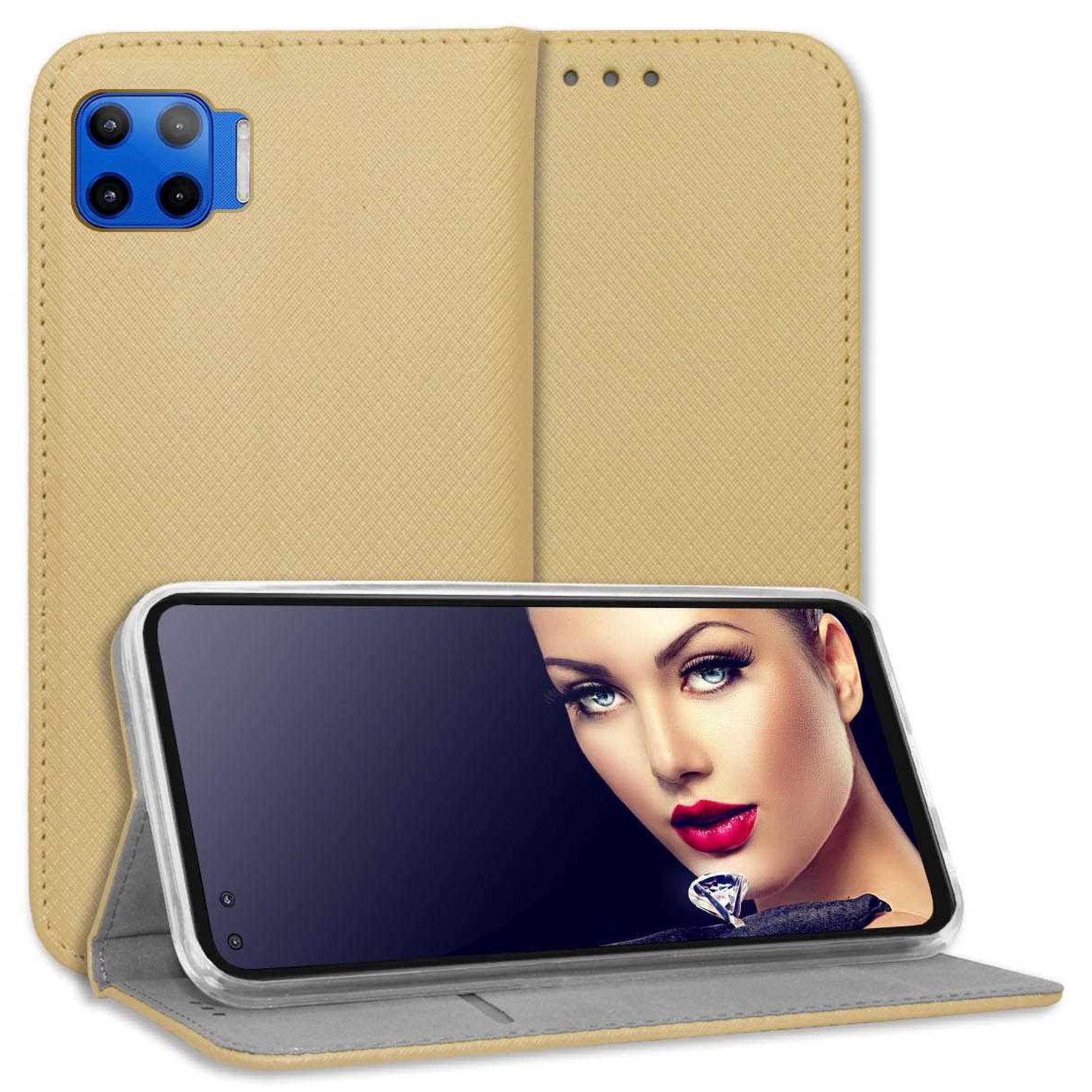 Moto Gold Klapphülle, Bookcover, G Magnet Plus, ENERGY MORE Smart MTB 5G Motorola,