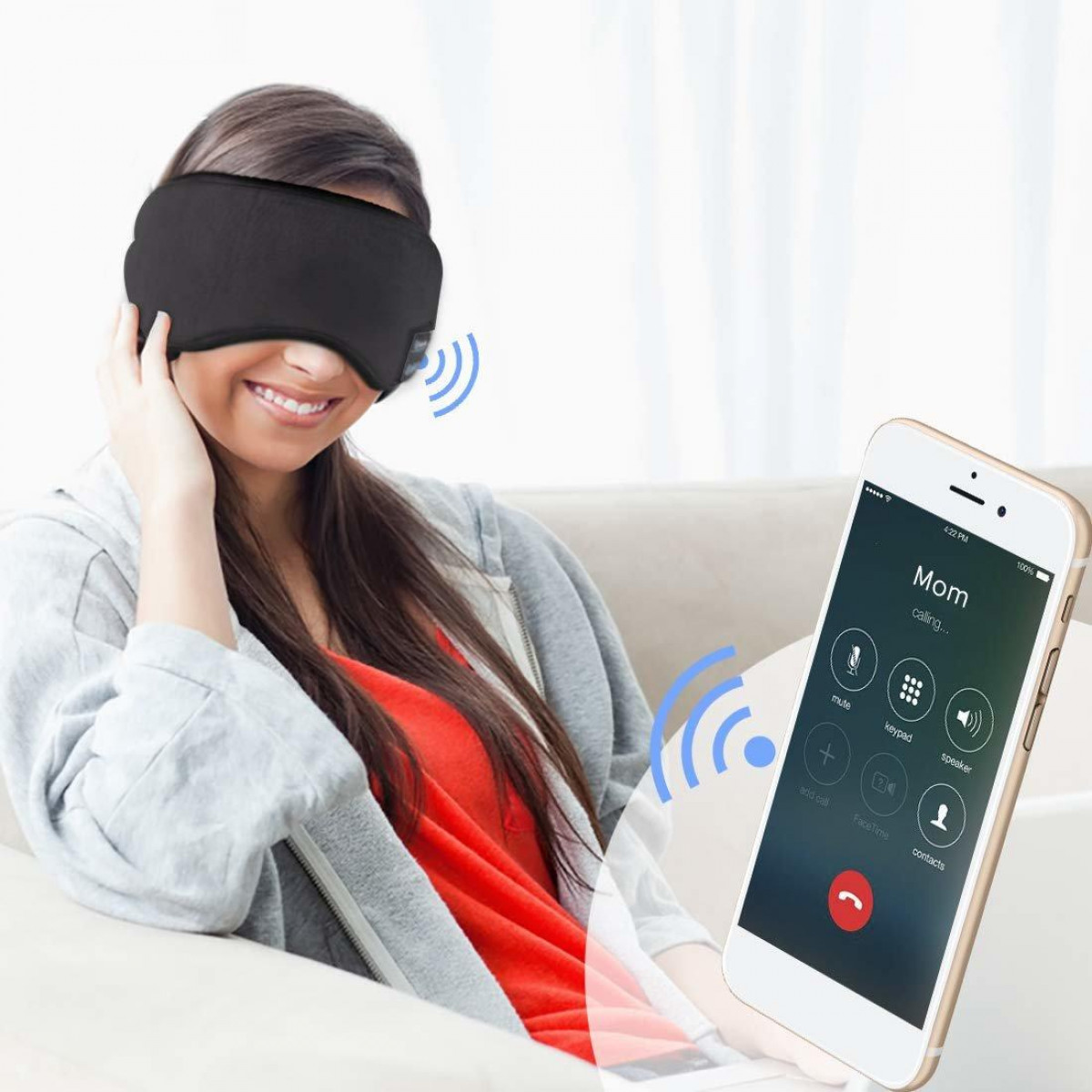 mit Schlafmaske schwarz, 5.0 Bluetooth Schwarz Kopfhörern Over-ear Bluetooth Kopfhörer INF integrierten