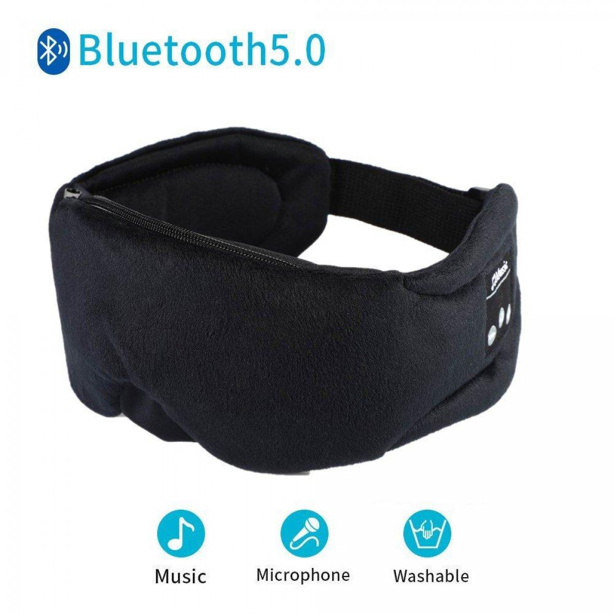 Schlafmaske Kopfhörer schwarz, mit Bluetooth Bluetooth 5.0 Kopfhörern INF Schwarz integrierten Over-ear