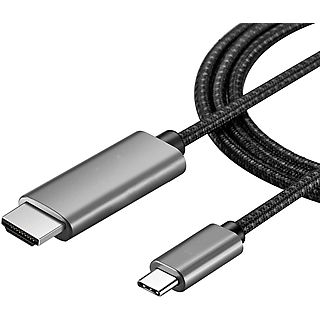 Cable USB-C a HDMI  - Cable USB-C a HDMI 4K - 2 metros INF, Negro y gris